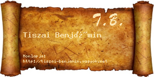 Tiszai Benjámin névjegykártya